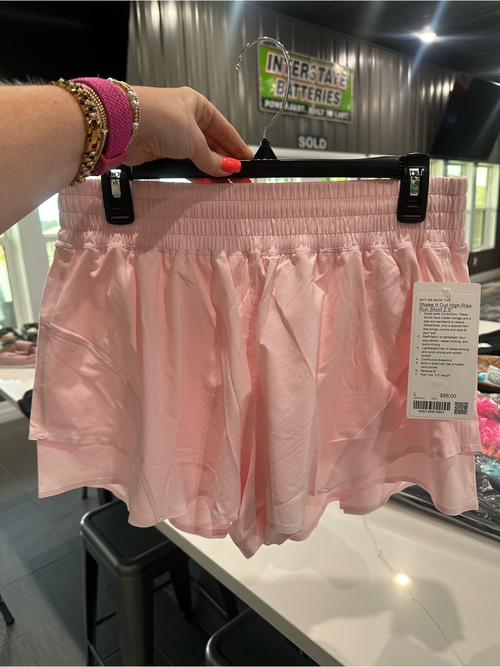 Light Pink Lululemon Shake It Out shorts 2.5”